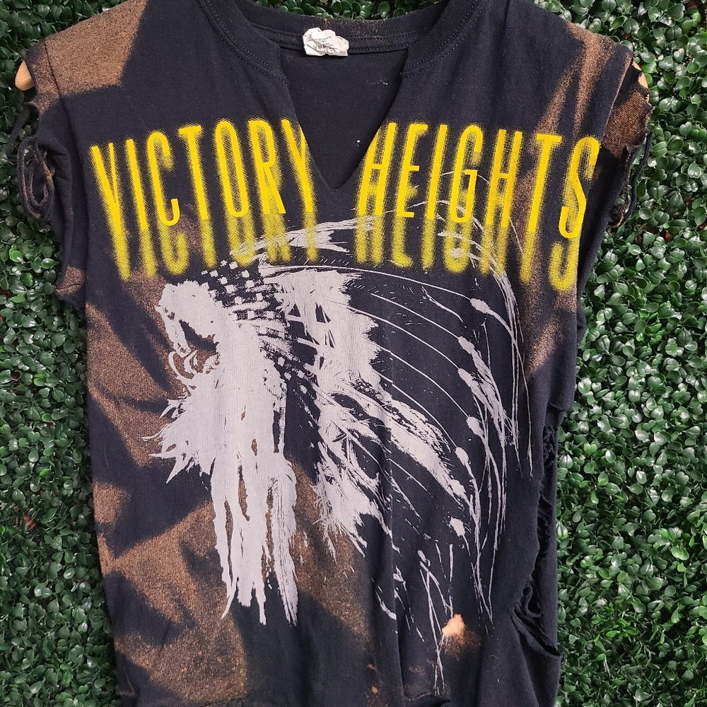 Distressed band tee